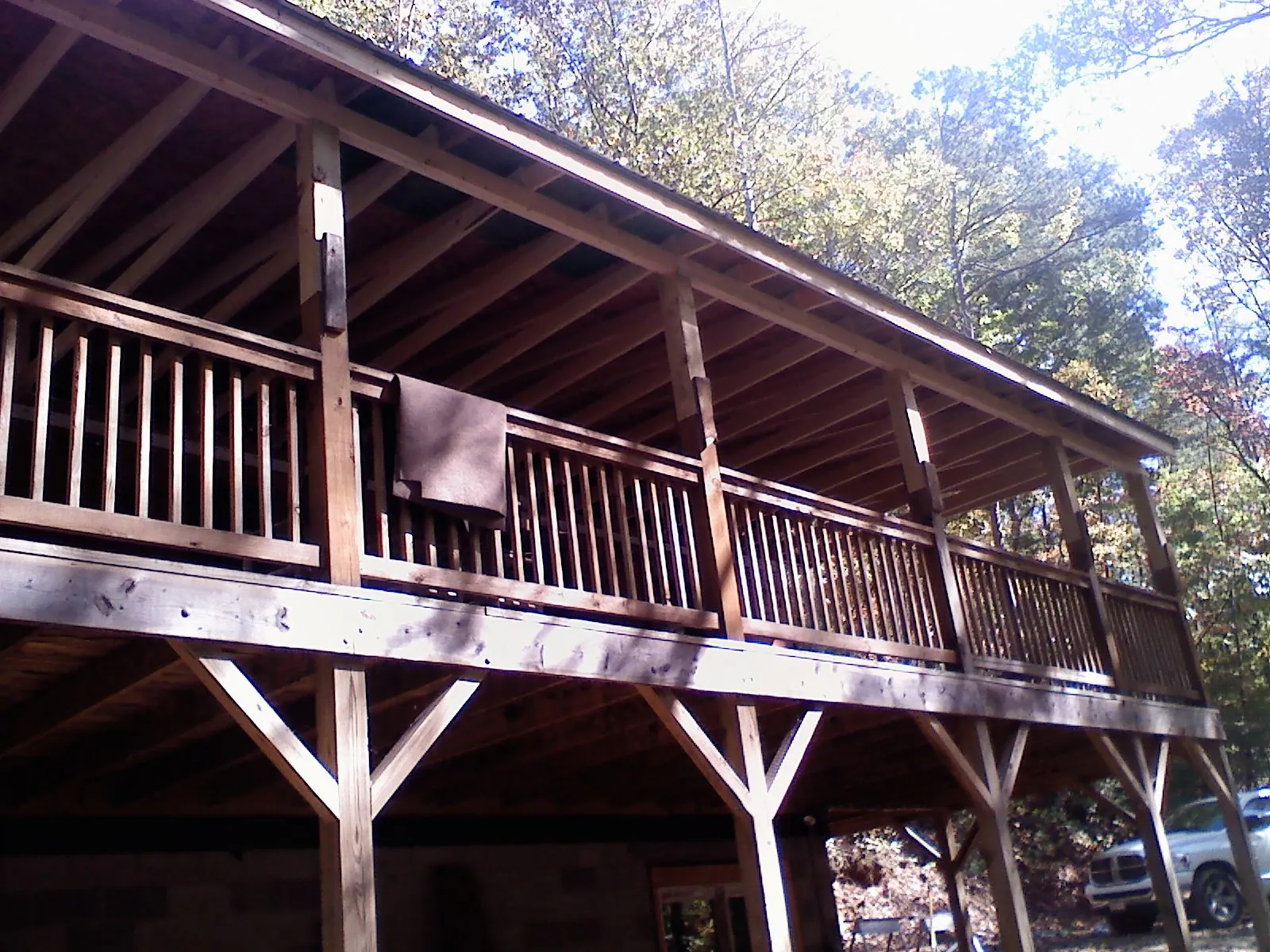 Timber framing under a new elevated porch and deck — Roof Leak Repair in Paducah by Roofing Brothers